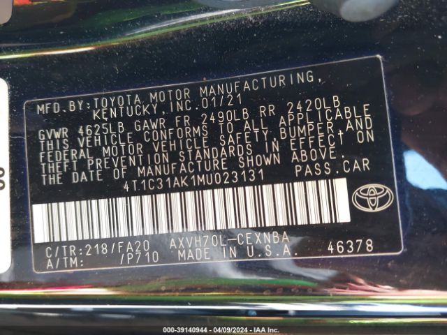 Photo 8 VIN: 4T1C31AK1MU023131 - TOYOTA CAMRY 