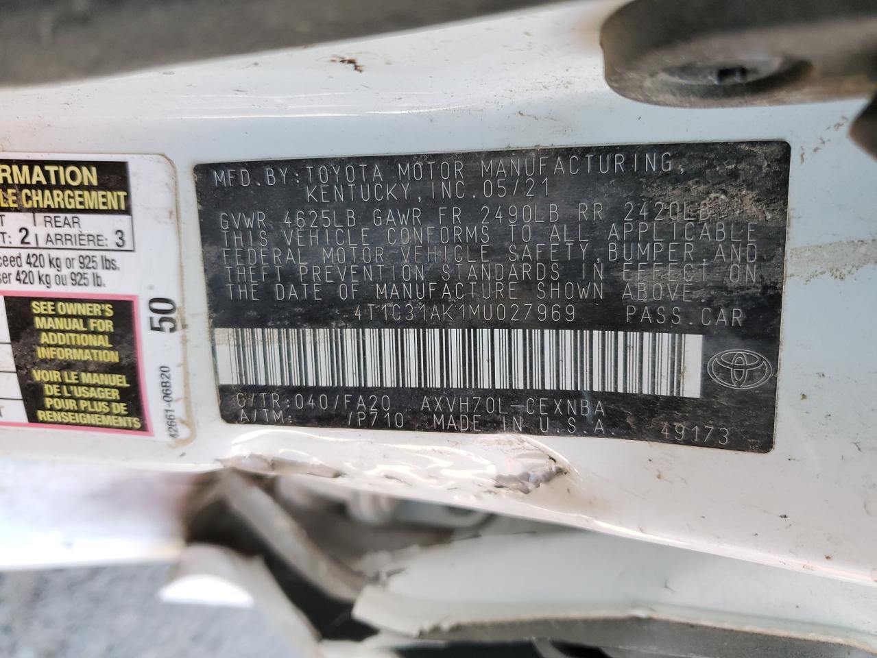 Photo 11 VIN: 4T1C31AK1MU027969 - TOYOTA CAMRY 