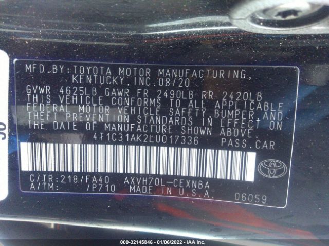 Photo 8 VIN: 4T1C31AK2LU017336 - TOYOTA CAMRY 