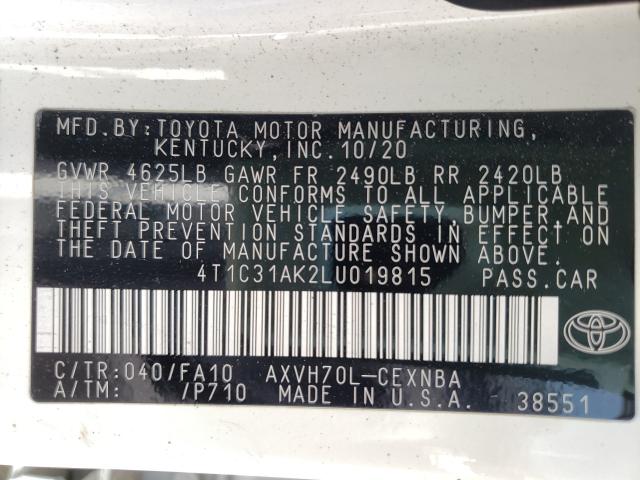 Photo 9 VIN: 4T1C31AK2LU019815 - TOYOTA CAMRY LE 