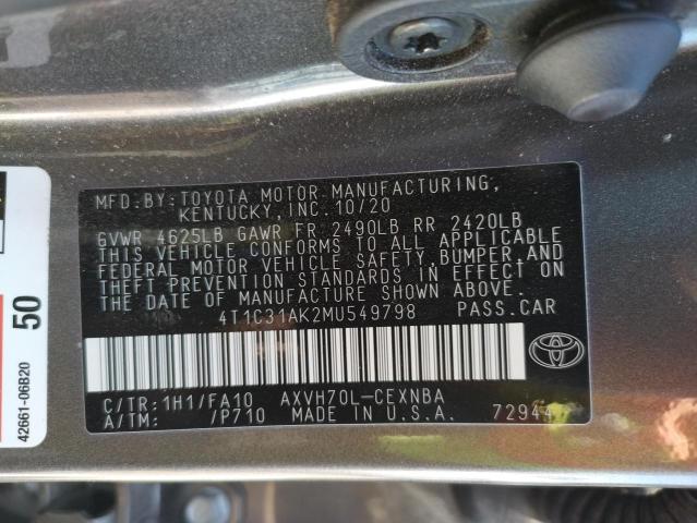 Photo 9 VIN: 4T1C31AK2MU549798 - TOYOTA CAMRY LE 