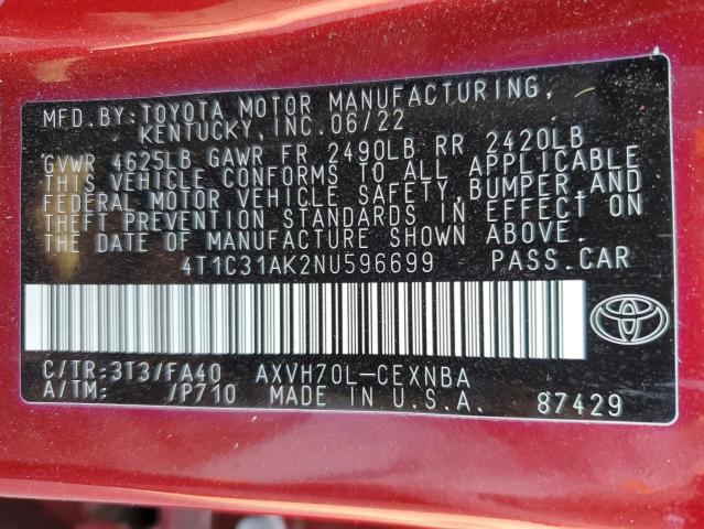 Photo 12 VIN: 4T1C31AK2NU596699 - TOYOTA CAMRY 