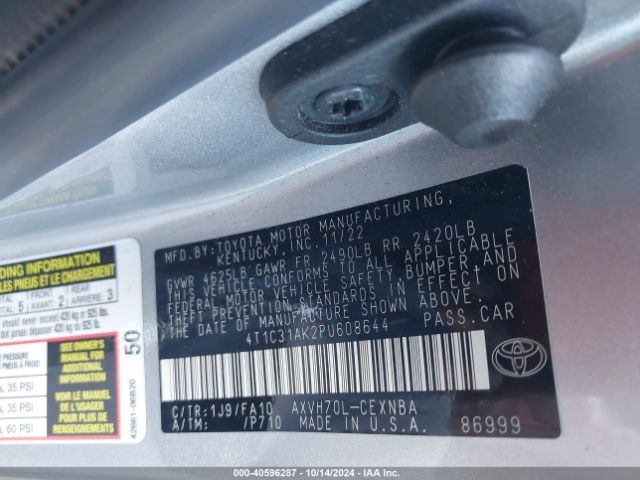 Photo 8 VIN: 4T1C31AK2PU608644 - TOYOTA CAMRY 