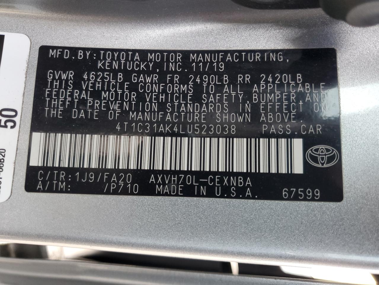 Photo 12 VIN: 4T1C31AK4LU523038 - TOYOTA CAMRY 