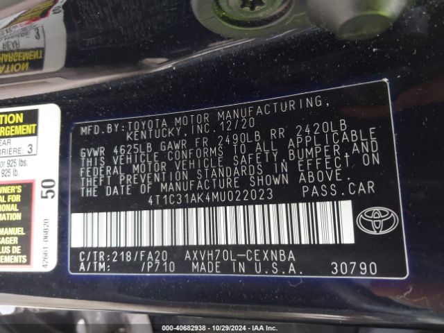 Photo 8 VIN: 4T1C31AK4MU022023 - TOYOTA CAMRY 