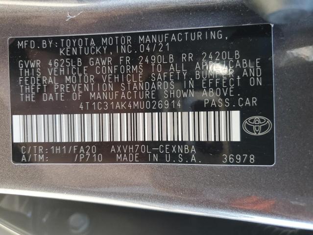 Photo 11 VIN: 4T1C31AK4MU026914 - TOYOTA CAMRY LE 