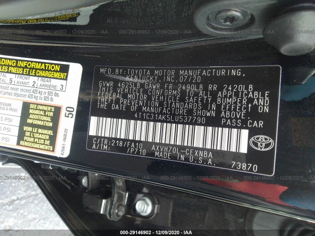 Photo 8 VIN: 4T1C31AK5LU537790 - TOYOTA CAMRY 