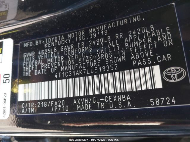 Photo 8 VIN: 4T1C31AK7LU518352 - TOYOTA CAMRY 