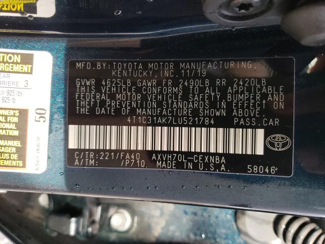 Photo 9 VIN: 4T1C31AK7LU521784 - TOYOTA CAMRY LE 