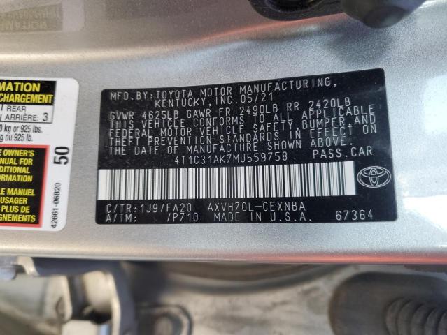 Photo 12 VIN: 4T1C31AK7MU559758 - TOYOTA CAMRY LE 