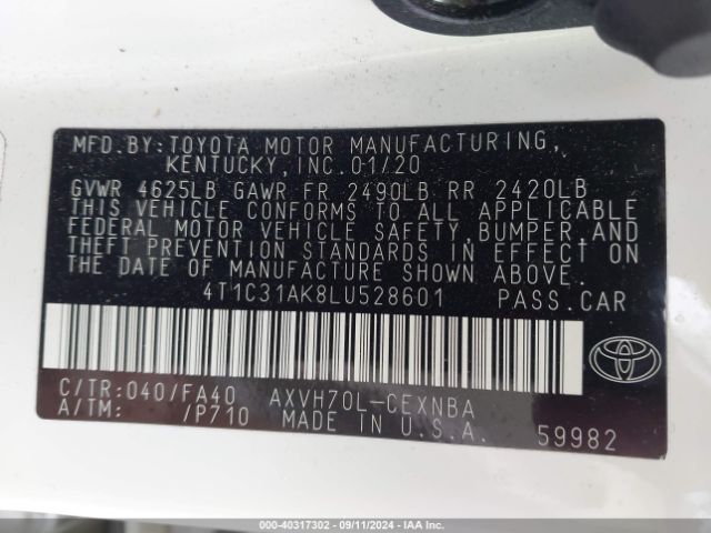 Photo 8 VIN: 4T1C31AK8LU528601 - TOYOTA CAMRY 