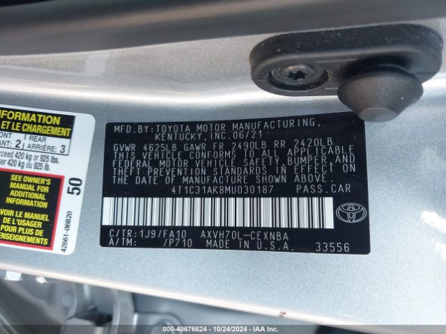 Photo 8 VIN: 4T1C31AK8MU030187 - TOYOTA CAMRY 