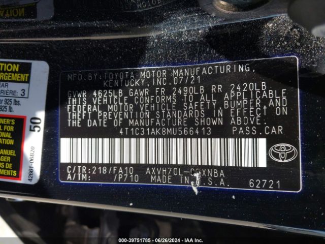 Photo 8 VIN: 4T1C31AK8MU566413 - TOYOTA CAMRY 