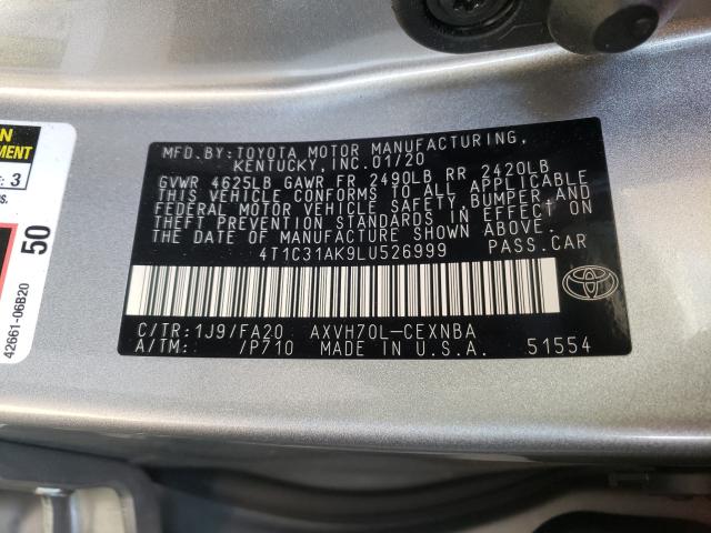 Photo 9 VIN: 4T1C31AK9LU526999 - TOYOTA CAMRY LE 