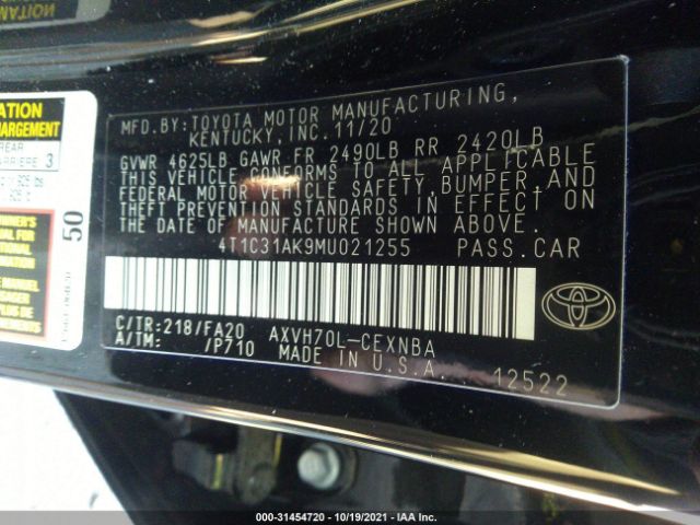 Photo 8 VIN: 4T1C31AK9MU021255 - TOYOTA CAMRY 