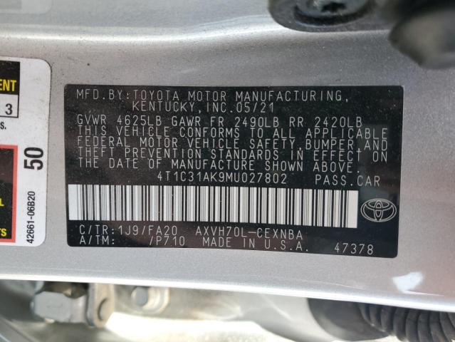 Photo 11 VIN: 4T1C31AK9MU027802 - TOYOTA CAMRY LE 