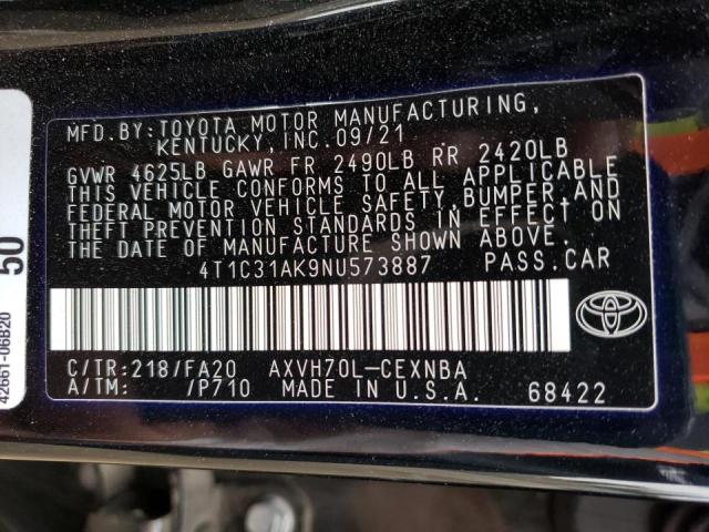 Photo 12 VIN: 4T1C31AK9NU573887 - TOYOTA CAMRY LE 