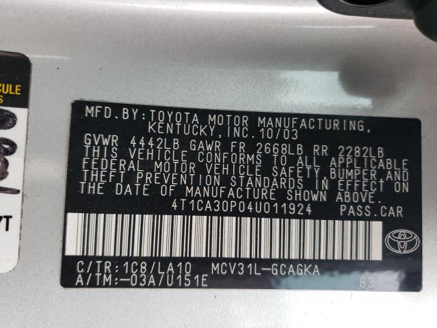 Photo 11 VIN: 4T1CA30P04U011924 - TOYOTA CAMRY SOLA 