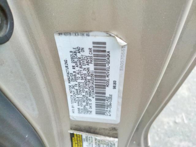 Photo 9 VIN: 4T1CA30P14U005811 - TOYOTA CAMRY SOLA 