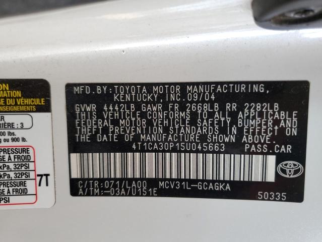 Photo 11 VIN: 4T1CA30P15U045663 - TOYOTA CAMRY SOLA 