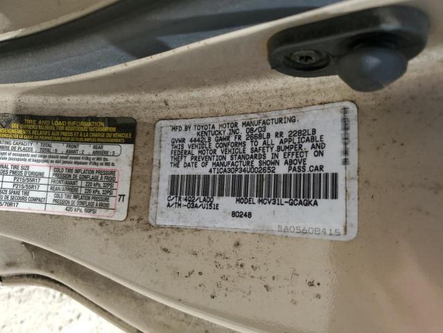 Photo 11 VIN: 4T1CA30P34U002652 - TOYOTA CAMRY SOLA 