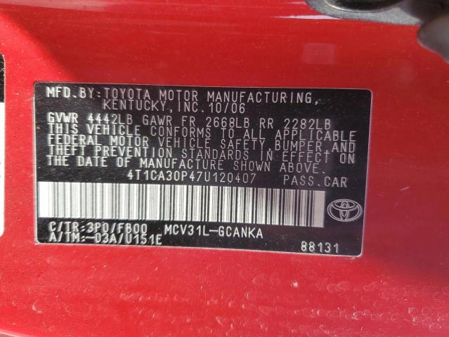 Photo 12 VIN: 4T1CA30P47U120407 - TOYOTA CAMRY SOLA 