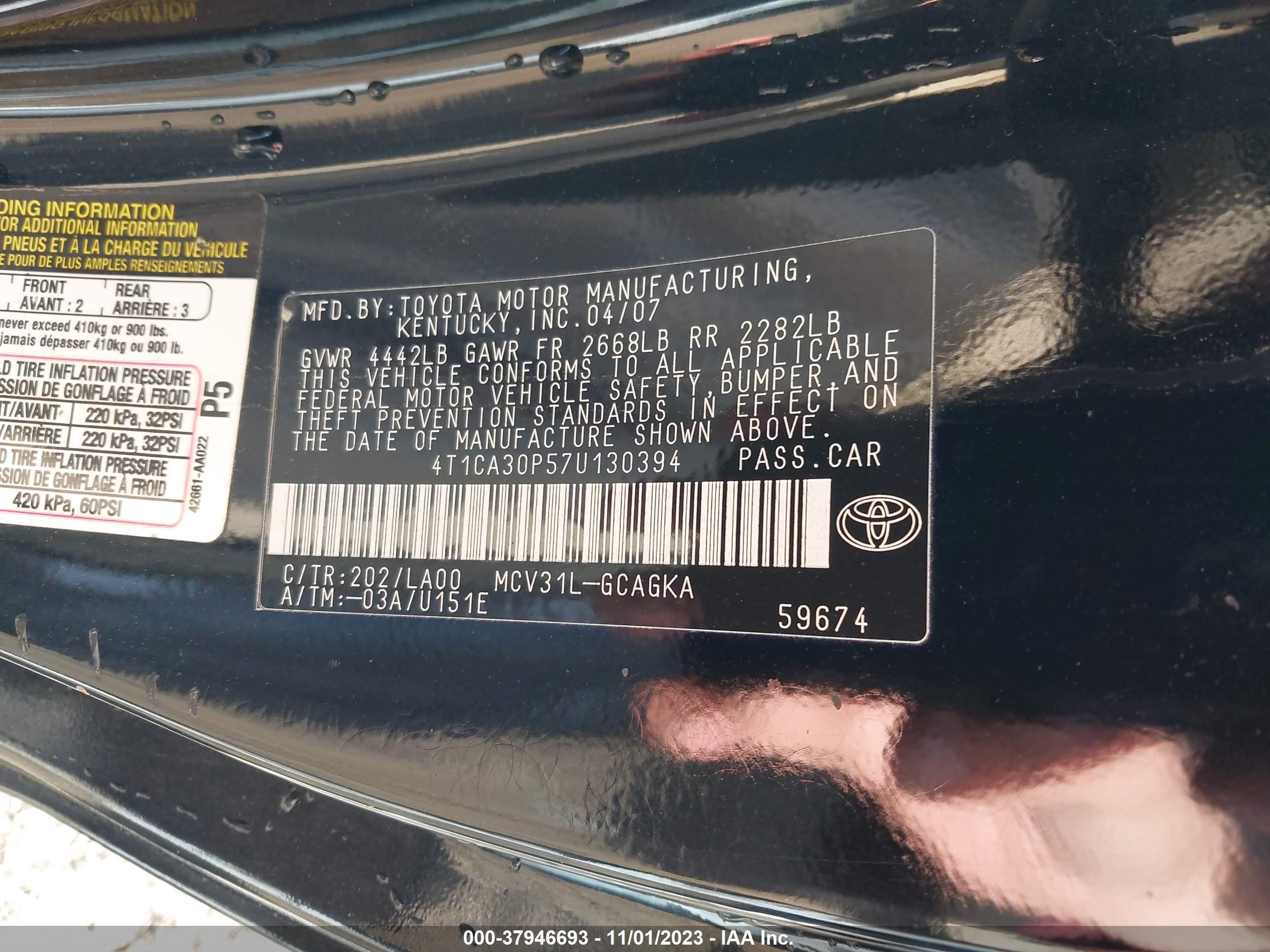 Photo 8 VIN: 4T1CA30P57U130394 - TOYOTA CAMRY SOLARA 