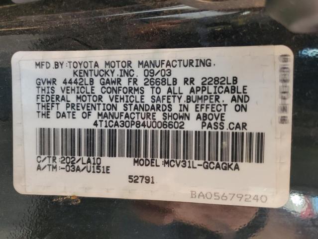 Photo 12 VIN: 4T1CA30P84U006602 - TOYOTA CAMRY SOLA 