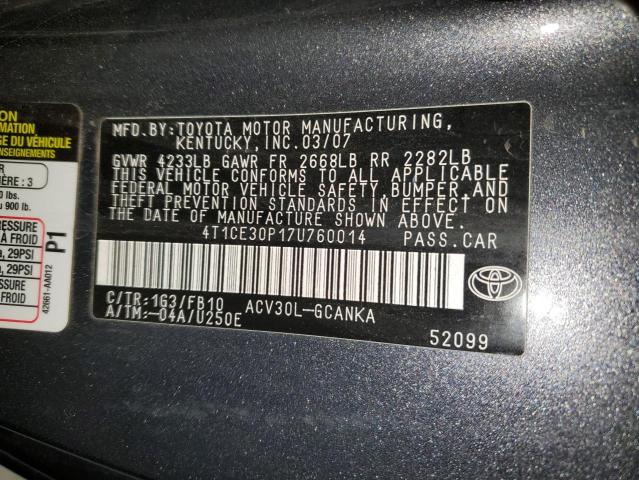 Photo 11 VIN: 4T1CE30P17U760014 - TOYOTA CAMRY SOLA 