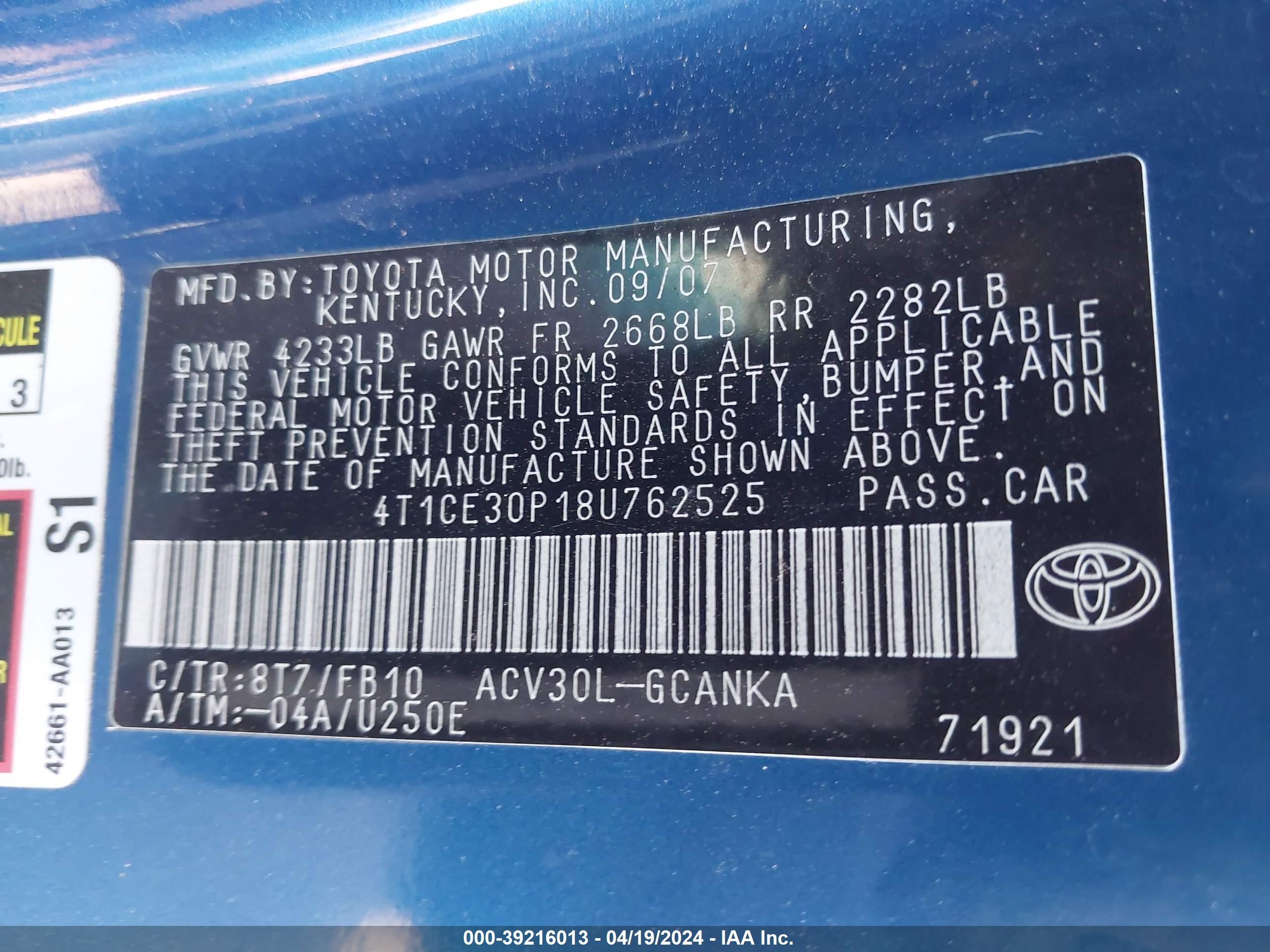 Photo 8 VIN: 4T1CE30P18U762525 - TOYOTA CAMRY SOLARA 