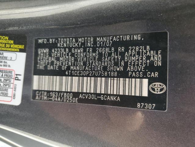 Photo 11 VIN: 4T1CE30P27U758188 - TOYOTA CAMRY SOLA 