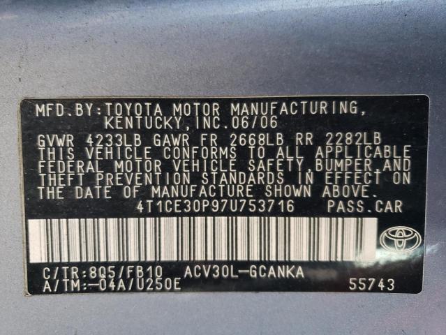 Photo 11 VIN: 4T1CE30P97U753716 - TOYOTA CAMRY SOLA 