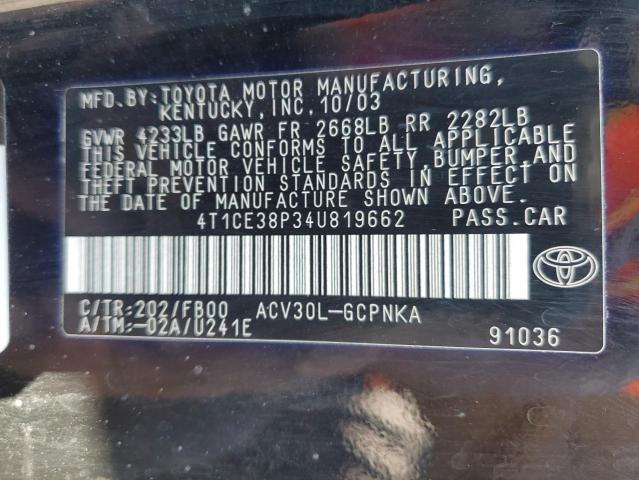 Photo 11 VIN: 4T1CE38P34U819662 - TOYOTA CAMRY SOLA 