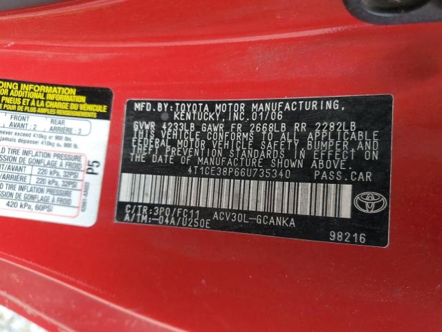 Photo 11 VIN: 4T1CE38P66U735340 - TOYOTA CAMRY SOLA 