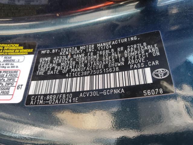 Photo 11 VIN: 4T1CE38P75U515638 - TOYOTA CAMRY SOLA 