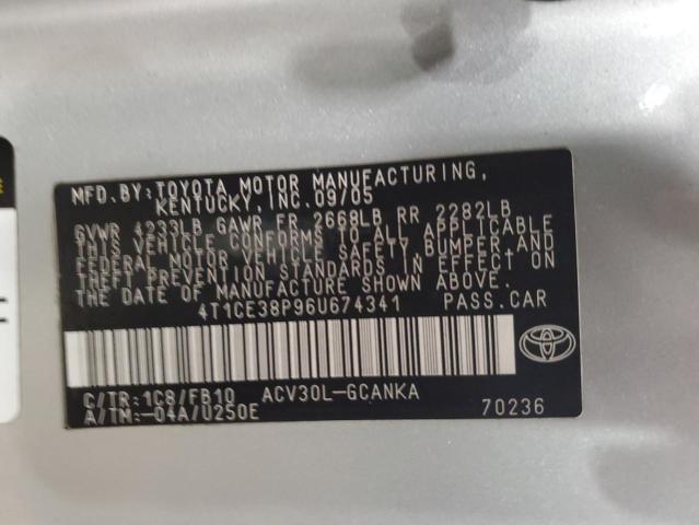 Photo 11 VIN: 4T1CE38P96U674341 - TOYOTA CAMRY SOLA 