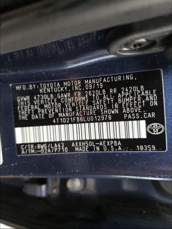 Photo 9 VIN: 4T1D21FB6LU012978 - TOYOTA AVALON LIM 