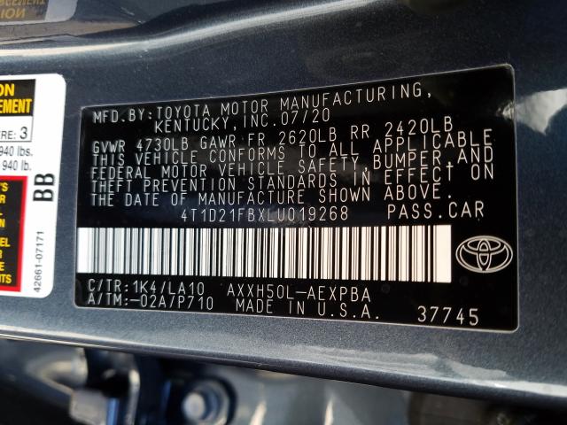 Photo 9 VIN: 4T1D21FBXLU019268 - TOYOTA AVALON LIM 