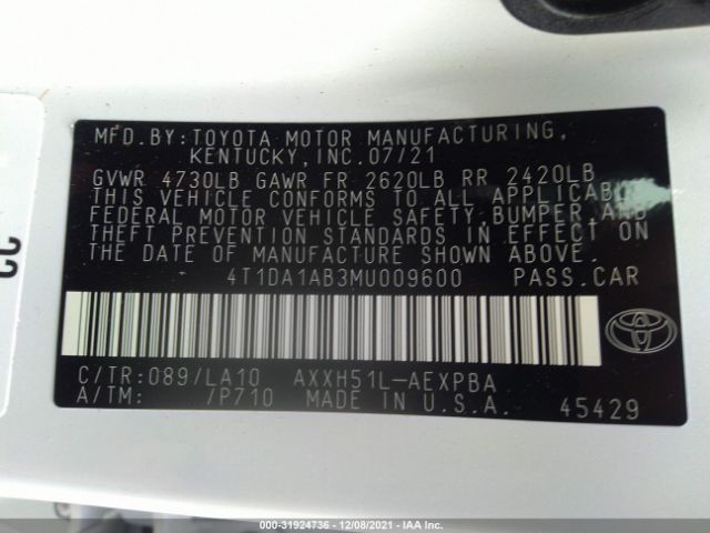 Photo 8 VIN: 4T1DA1AB3MU009600 - TOYOTA AVALON 