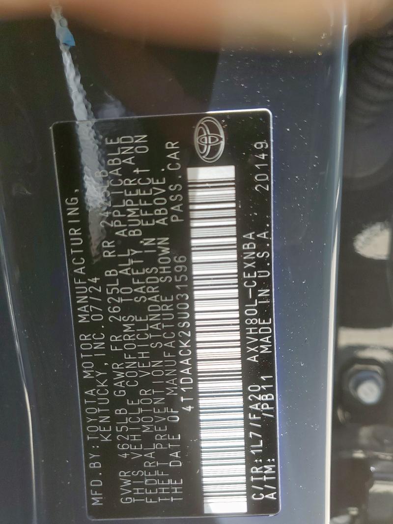 Photo 12 VIN: 4T1DAACK2SU031596 - TOYOTA CAMRY XSE 