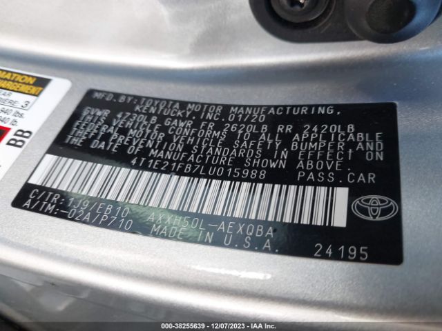 Photo 8 VIN: 4T1E21FB7LU015988 - TOYOTA AVALON HYBRID 