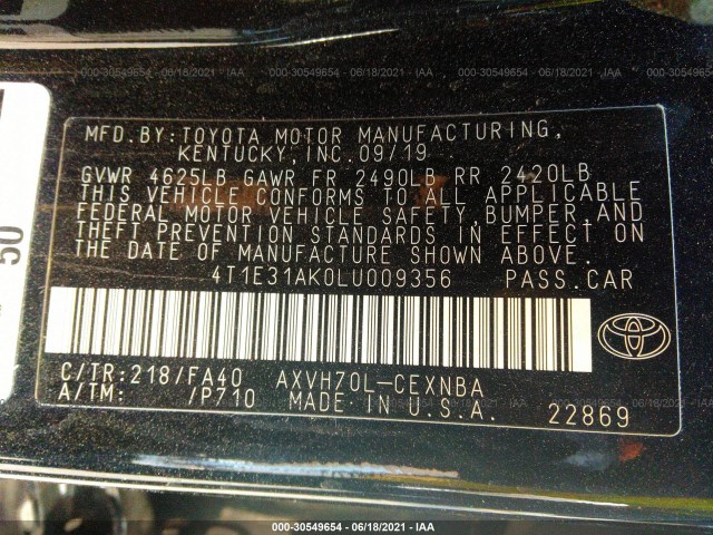 Photo 8 VIN: 4T1E31AK0LU009356 - TOYOTA CAMRY 