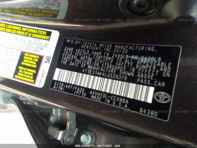 Photo 8 VIN: 4T1E31AK4LU529379 - TOYOTA CAMRY 