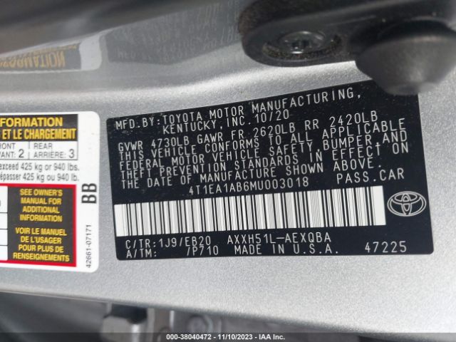 Photo 8 VIN: 4T1EA1AB6MU003018 - TOYOTA AVALON 