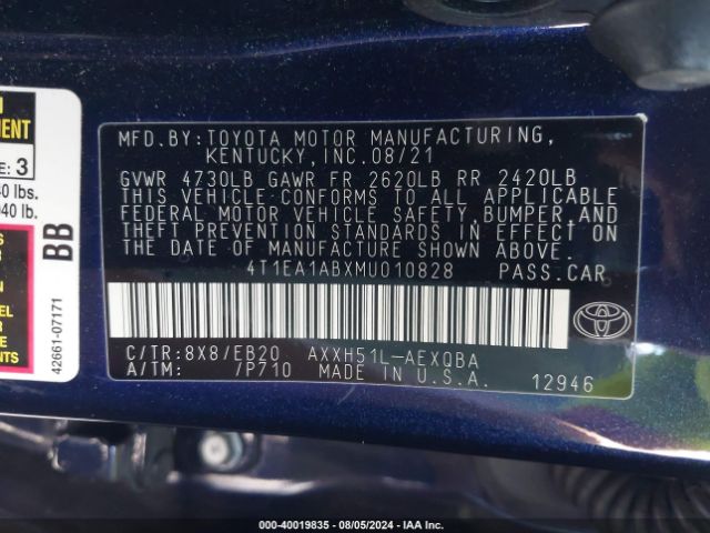 Photo 8 VIN: 4T1EA1ABXMU010828 - TOYOTA AVALON 