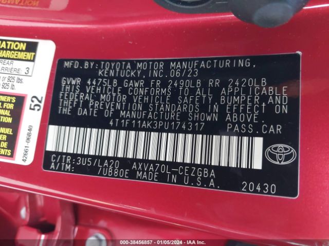 Photo 8 VIN: 4T1F11AK3PU174317 - TOYOTA CAMRY 