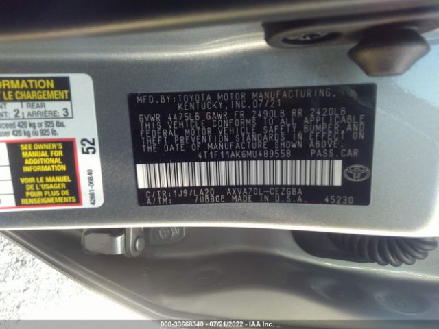 Photo 8 VIN: 4T1F11AK6MU489558 - TOYOTA CAMRY 