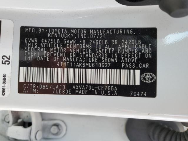 Photo 11 VIN: 4T1F11AK6MU610637 - TOYOTA CAMRY XLE 