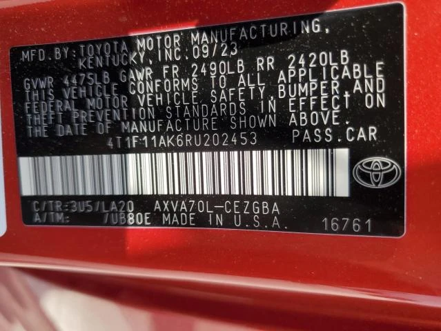 Photo 11 VIN: 4T1F11AK6RU202453 - TOYOTA CAMRY XLE 