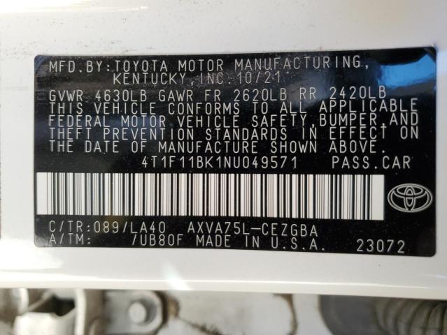 Photo 11 VIN: 4T1F11BK1NU049571 - TOYOTA CAMRY 